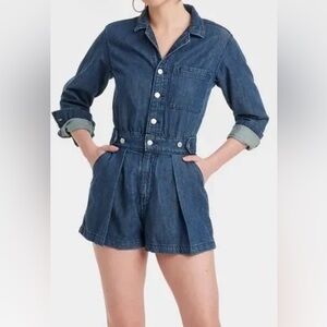 Denim Romper Women's Long Sleeve Denim Size 12 Universal Thread New with Tags